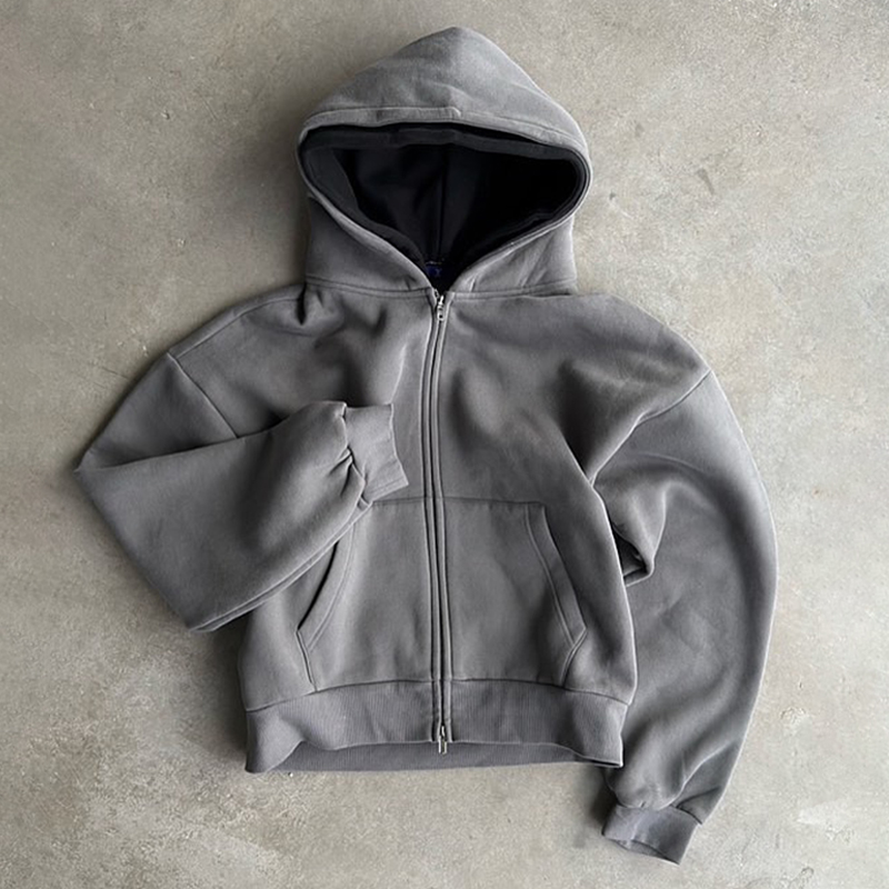 apparel factory custom blank acid washed grey double layer hoodie 500 gsm custom double layer hoodie